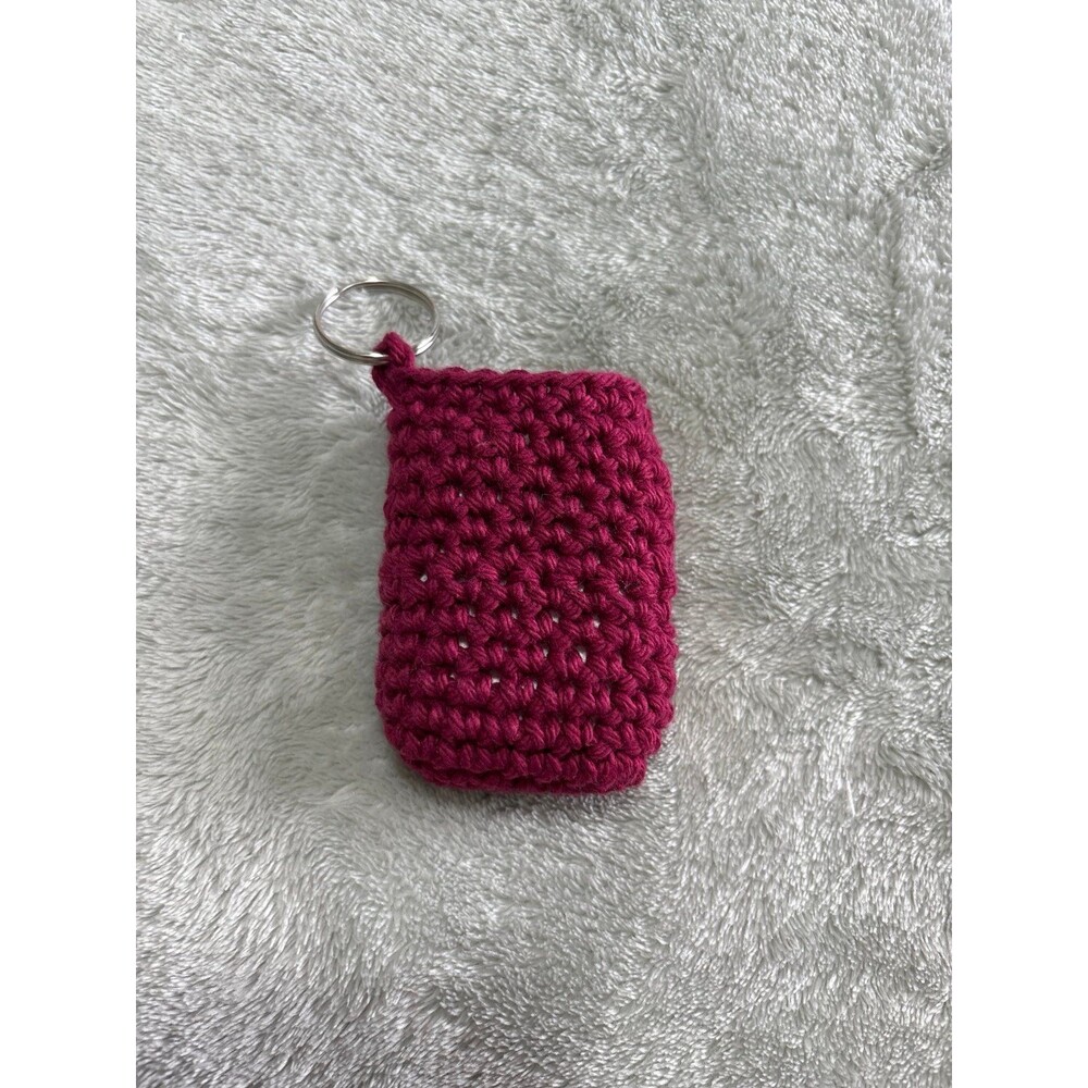 AirPod Case crocheted handmade burgundy wine red charger hole keyring teens kids
